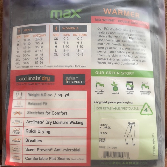 Polar Max Technical Double Base Layer, Black, XL - Picture 6 of 6